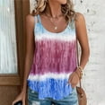 thumbnail image 2 of GA WEIHUA Womens Tie Dye Print Tank Top Eyelet Embroidery Sleeveless Spaghetti Strap Cami Tunic Loose Casual 2025 Summer Flowy Shirts(Blue,XL), 2 of 6