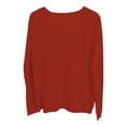 thumbnail image 5 of Fall Sweaters Women Cozy Knit Sweaters Loose Fit Round Neck Pullover Versatile Solid Layering Shirt Sweaters Red XL, 5 of 5