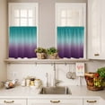 thumbnail image 3 of Cyan Turquoise Curtain Valances Set Purple Gridient Kitchen Curtains 24&nbsp;inch Length Rod Pocket Valance and Tiers 3 Piece Set Small Bedroom Bathroom Laundry Decor, 3 of 9