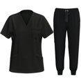 thumbnail image 4 of LYMAYTER S-2XL Women V-Neck Nurse Uniform Solid Color Washable Wear-Resistant Quick-Dry Top & Pants Medical Uniform, 4 of 9