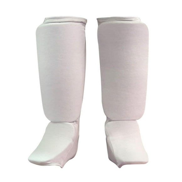 DYNWAVECA Muay Thai Shin Guards Shin Instep Pads Protective Gear Foot Protector Leg Guards for Taekwondo Kickboxing Martial Arts Sports white