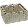 thumbnail image 6 of Sorbus Storage Box Woven Basket Bin Container Tote Cube Organizer Set Stackable Storage Basket Woven Strap Shelf Organizer Set 3 Piece, Beige, 6 of 7
