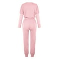 thumbnail image 4 of MSJUHEG women outfits,2 piece outfits for women,casual outfits for women,O-neck Solid Pullover Long Sleeve Bandage Loose Pants Sweatsuits,two piece sets for women,2 piece sets for women fall Pink 3XL, 4 of 6