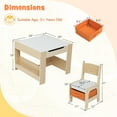 thumbnail image 3 of Gymax 4 in 1 Kids Table & Chair Set w/Reversible Graffiti & Building Blocks Tabletop White & Natural, 3 of 10