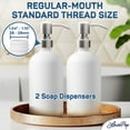 thumbnail image 4 of Soap Dispenser Set (2 Pack, White), Stylish Glass Bottles W/ Stainless Steel Pumps, Liquid Hand Soap Dispensers by LavaPop, 4 of 9