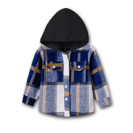 

Boutique Children s Clothing Clearance Sales Hooded Long Sleeved Brushed Plaid Shirt Jacket