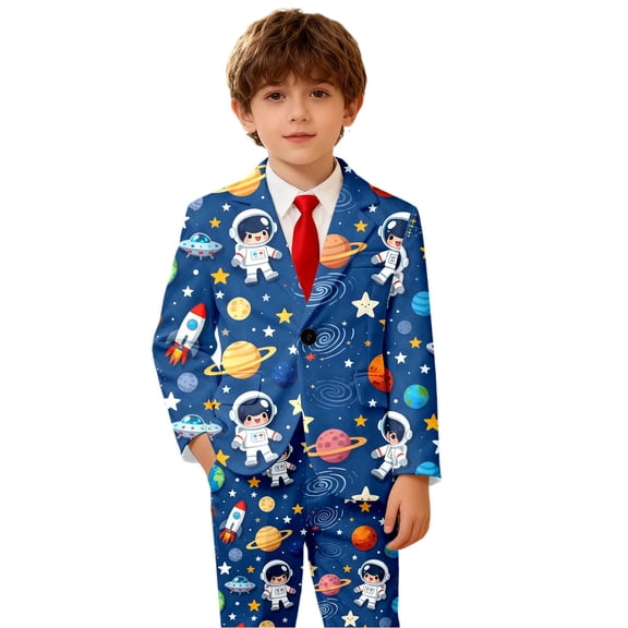 SRZYMJ Boys Formal Blazers Casual Button Suit Jackets Dress School Sport Coats Navy 3-4 Years