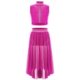 thumbnail image 3 of iiniim Girls Lyrical Dance Outfit Crop Top with High-Low Mesh Skirt Set Two-Piece Ballet Dancewear Hot Pink 16, 3 of 7