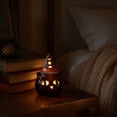 thumbnail image 4 of Clearance! Halloween Witch Hat Ceramic Light Up Figurine LED Night Light, Glowing Pumpkin Statue Candle Style Tabletop Decor for Mantel Shelf Fall Thanksgiving Home Decoration, 4 of 5
