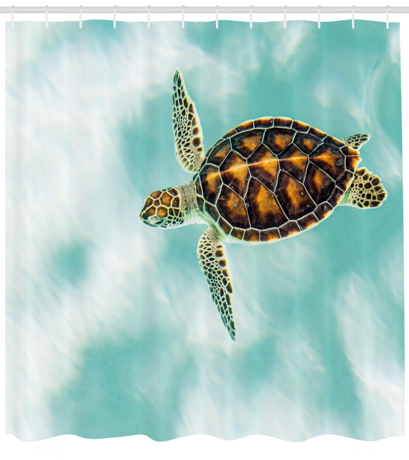 Turtle Shower Curtain Cute Baby Turtle Swimming In Abstract