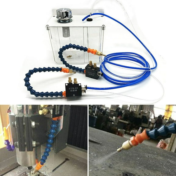 Miumaeov Self-priming Micro-mist Machine Coolant Cooling Spray Pump CNC Lathe Mist Sprayer System,for CNC Lathe Milling Drilling Machine Pneumatic Cooling Spray   Solenoid Valve   Filter