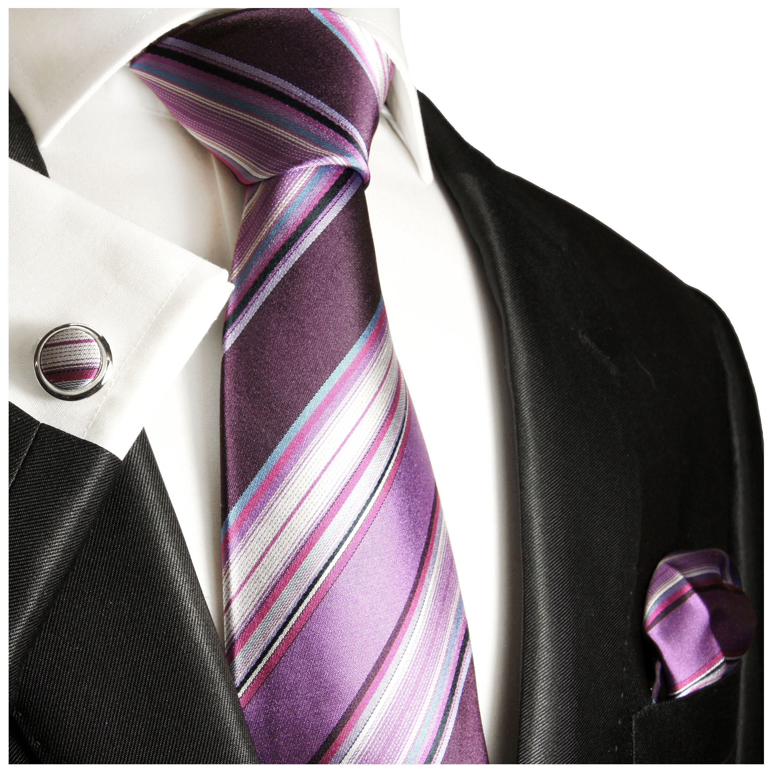 Paisley /& Striped Details about / Colibryan Cufflinks Pocket Square//Scarf /&Necktie Purple Set