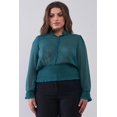 thumbnail image 4 of Plus Size Mesh Polka Dot Balloon Sleeve Button-down Smock Detail Blouse Top 3XL, 4 of 9