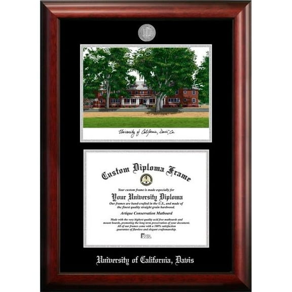 Campus Images CA942LSED-1185 University of California Davis Silver Embossed Diploma Frame with Lithograph