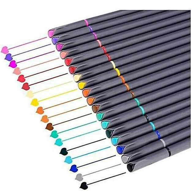 18 Pcs Stylos de Journal Planificateur Stylos de Couleur Marqueurs d'Art à Pointe Fine Ensemble de Stylos à Dessin à Pointe Fine Accessoires de Stylos de Coloriage Fournitures de Rentrée Scolaire, Coloré