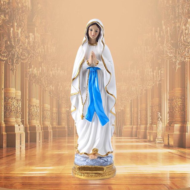 Praying Mary Statue, Desktop Display Sculpture Christian Statue Art Crafts Catholic Religious Statue for Porch Collection