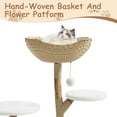 thumbnail image 4 of Modern 46-Inch Cat Tree Tower with Natural Wood Frame – Wicker Condo, Scratching Posts, Hanging Pom Pom Playthings, and Elevated Platforms – Stylish Indoor Cat Furniture for Large Cats and Kittens, 4 of 8