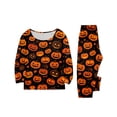 thumbnail image 3 of Halloween Family Pajamas Set Long Sleeve Crew Neck, Soft Matching Halloween Pajamas with Pumpkin Ghost Print, Cute Family Halloween Pajama Set for Party, 3 of 6