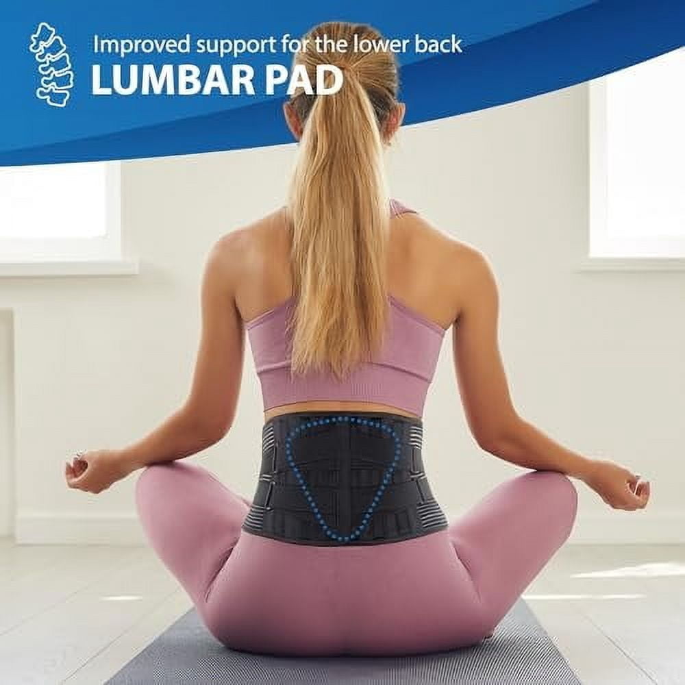 ORTONYX Lower Back Brace Lumbar Support Belt for Men and Women, Back pain Relief, Herniated Disc, Scoliosis, Sciatica/Black L