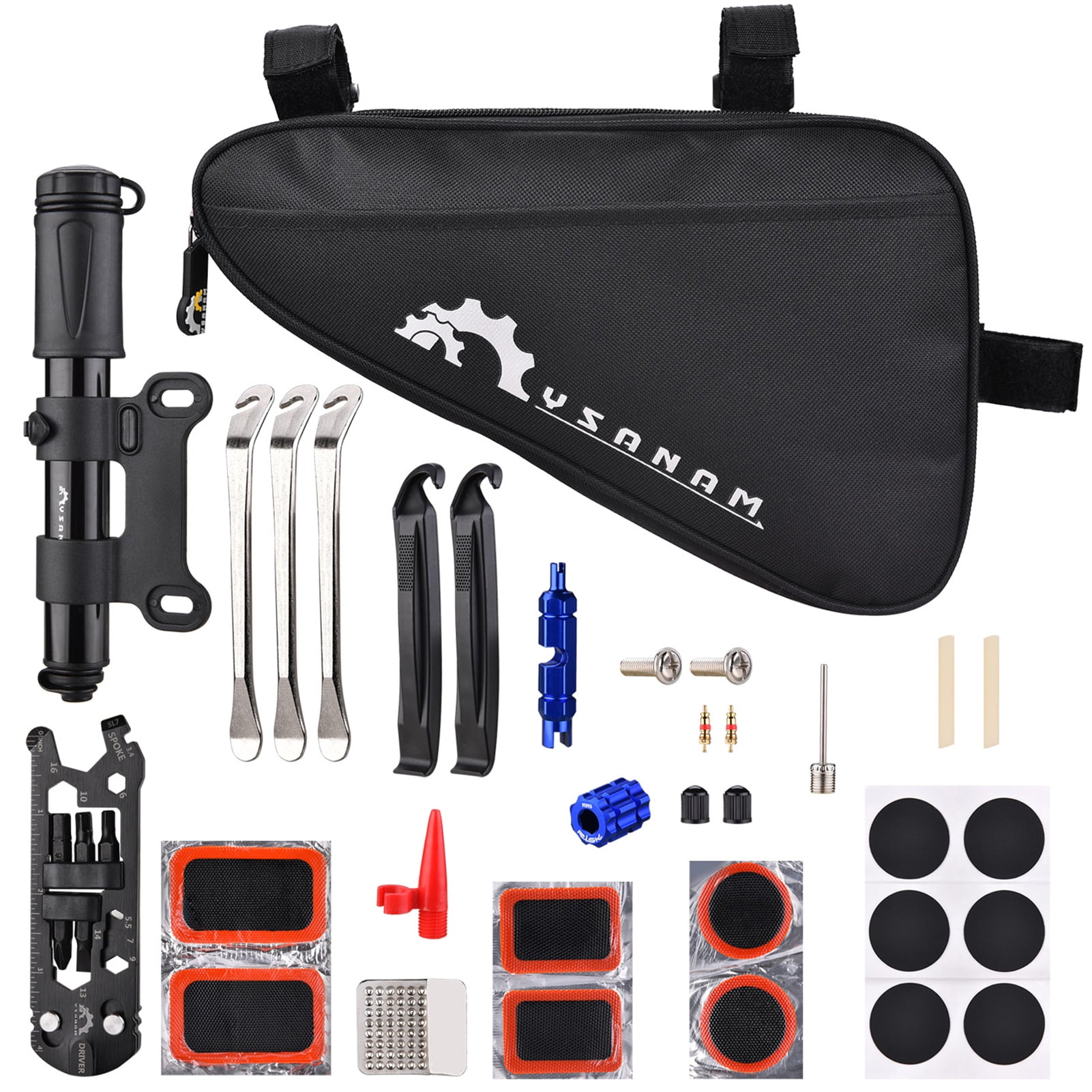 Details about   Bicycle Repair Bag & Bicycle Tire Pump Home Bike Tool Portable Patches Fixes,