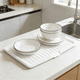thumbnail image 6 of Large Plastic Kitchen Tray | 17.6 x 12.2 Inch Rectangular Dish Drying Rack | Multi-Purpose Drain Board for Dishes, Fruits & Vegetables | Space-Saving Hanging Hole | Countertop Organizer, 6 of 6