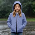 thumbnail image 2 of Big Kids Teen Hooded Zip Jacket Waterproof Windproof Long Sleeve Pocketed Outdoor Coat Fall Outerwear Ages 5-16 Purple 9 Years, 2 of 9