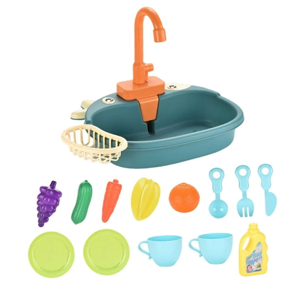 Juguetes de fregadero de cocina con accesorios de agua corriente, de ciclo del agua, regalos de cumpleaños, juguetes de simulación para niños, Azul
