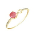 thumbnail image 2 of Goldtone Cuff Bangle Bracelet with Pink Opal and White Cubic Zirconia, 2 of 5