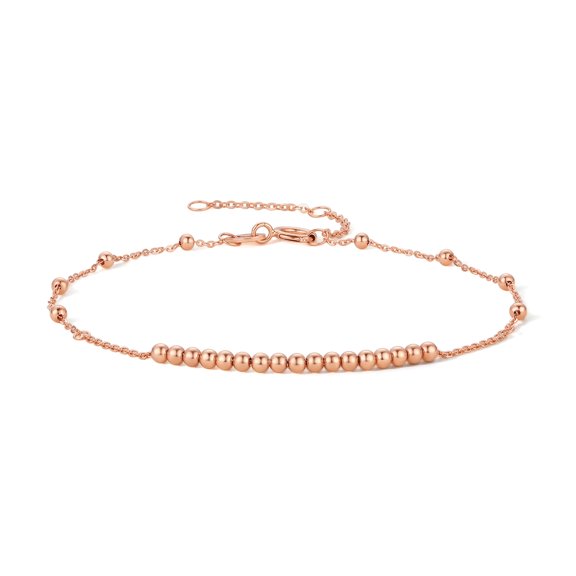 ZHOU LIU FU 18K Rose Gold Bracelet for Women Bead Chain Bracelets Dainty Link Chains Ball Jewelry Adjustable Stackable Fashion Layered Gifts 16 3cm C0711161