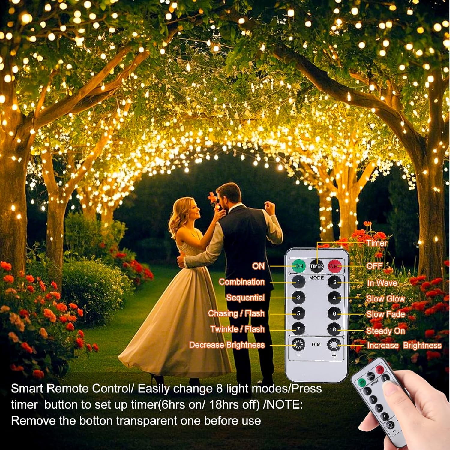 String Lights, USB Fairy Lights Plug in with Remote & Timer 66 ft 200 LED Twinkle String Lights Silver Wire Lights 8 Modes Outdoor Indoor Waterproof Starry Lights DIY Party Wedding, Warm White