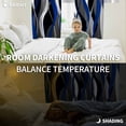 thumbnail image 5 of Blue Black Stripes Blackout Curtains for Bedroom/Living Room, Thermal Insulated Kitchen Curtains, Modern Abstract Ombre Grey White Lines Grommet Darkening Window Treatment Drapes 52"x63"x2, 5 of 8