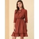 thumbnail image 2 of Vestido Corto De Gasa Con Dobladillo Con Volantes Y Manga 3/4 Allegra K Caramelo L, 2 of 6