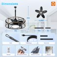thumbnail image 4 of Ventilador de techo exterior Addlon de 20" con luz integrada, diseño vintage con jaula, IP65 y control remoto, 4 of 7