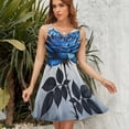 thumbnail image 7 of Romantic Blue Rose Print Sleeveless Dress Women Summer Evening Dresses Ladies Sundress, 7 of 7