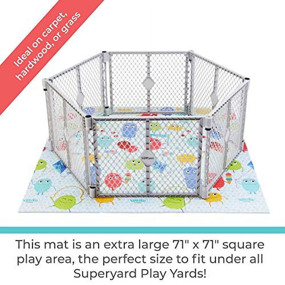 Toddleroo by North States  Superyard Folding Toddleroo Friends Play Mat for Babies, Extra Large 71” x 71”, Multicolor