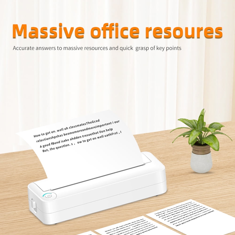 Anself Thermal Printer, Portable Bluetooth Paper Printer for iOS and Android, Wireless Printing on the Go