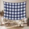 thumbnail image 2 of Navy Blue Check Tapestry for Bedroom Wall Hanging Tapestry, Farmhouse Buffalo Plaid Blue Ceiling Backdrop Tapestries Poster Blanket Wall Decor for Teens Room Living Room Dorm 39" x 59", 2 of 8