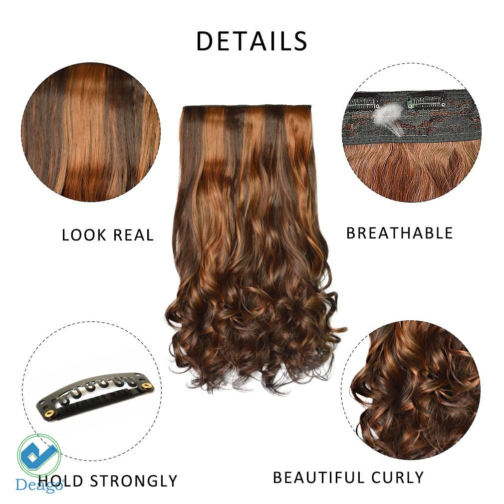 Deago 24 inch 16 Clips Full Head Long Straight Clips in on Synthetic Hair  Extensions Hair 6 pieces for Women Auburn Brown 