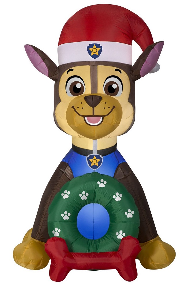 Airblown Inflatable 4.5 ft LED Paw Patrol Chase in Santa Hat with a