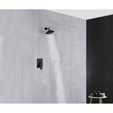 Grolta matte black wall mount 6 inch regular high water pressure head single function shower faucet - 6' x 6'