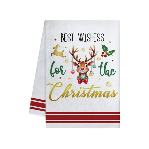 Virelaxpo Christmas Tree Print Kitchen Towel Made of Soft Microfiber, Absorbent and Quick-Drying for Bathroom and Home, Decorative Holiday Design