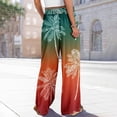 thumbnail image 7 of Petite Boho Print Palazzo Pants for Women High Waist Wide Leg Dressy Beach Vacation Trousers Saffron L, 7 of 7