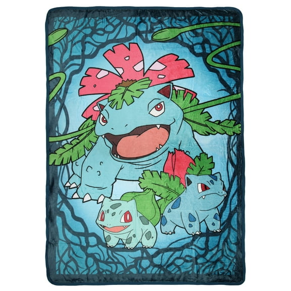 Pokemon Bulbasaur Evolutions Ivysaur Venusaur Throw Blanket - 46" x 60" Cozy Soft Fleece Throw Blanket for Bed Couch
