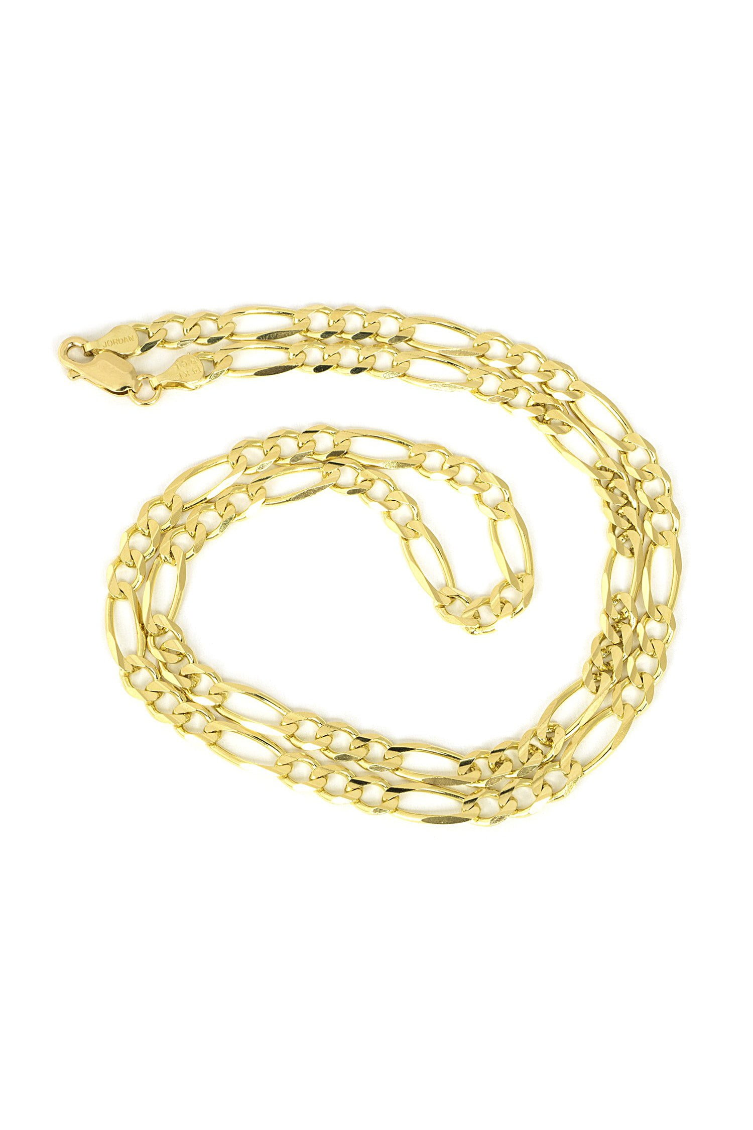 Men's 14k Solid Yellow Gold Figaro 5mm Chain Necklace, 18" 20" 22" 24" 30" by