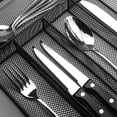 thumbnail image 4 of Metal Mesh Drawer Organizer, 5 Compartment Silverware Tray for Kitchen, Office Desk, Flatware Cutlery Storage, Black, 12.6"x8.6", 4 of 7