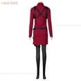thumbnail image 4 of Disfraz del juego Ada Wong para adultos, traje con tirantes para Halloween, Carnaval, rojo, peluca corta negra, 4 of 5