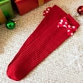 thumbnail image 4 of Xfvqtps Children Christmas Knee High Socks Various Bow Christmas Decorations Knitting Elastic Soft Comfortable Warm Winter Socks for 3-12 Years Red-02, 4 of 5
