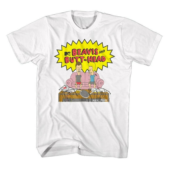 Beavis And Butt-Head Watching Tv White Adult T-Shirt S