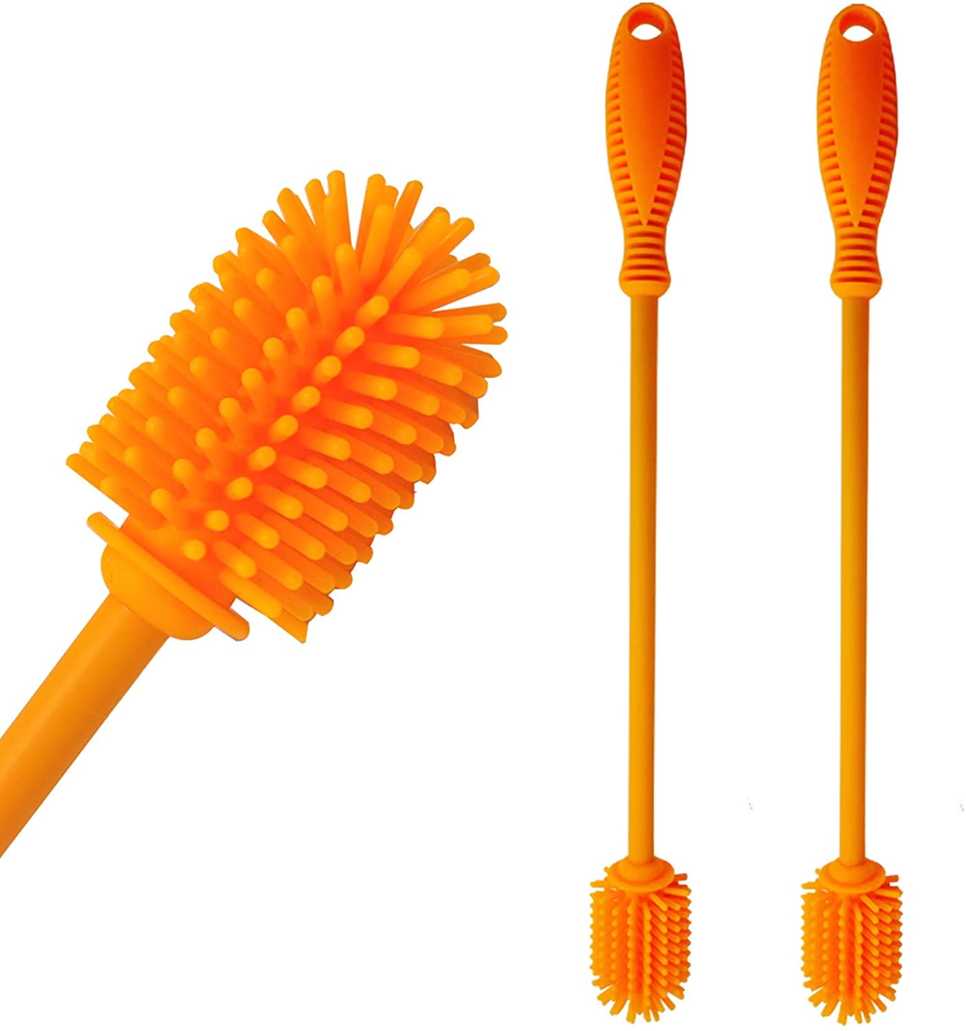 Silicone Long Handle Brush 3pcs Cleaning Scrubbing for Pot Pant Bottle 