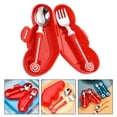 thumbnail image 3 of 1 Set Kids Tableware Silicone Handle Learning Spoon Fork Toddler Eating Tool, 3 of 9